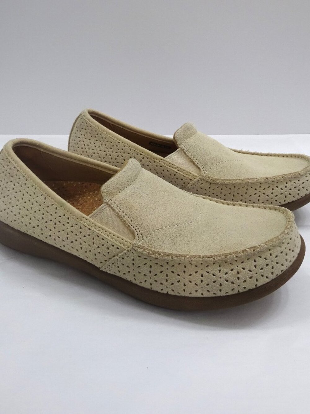 Revitalign Beige Suede Perforated Slip On Loafers - Size 8.5B